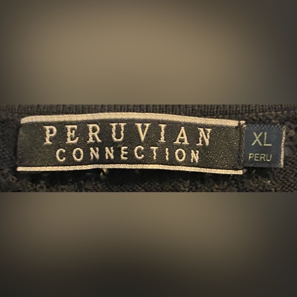 PERUVIAN CONNECTION FLORAL LACE LONG SLEEVE BLACK TOP - Picture 4 of 4